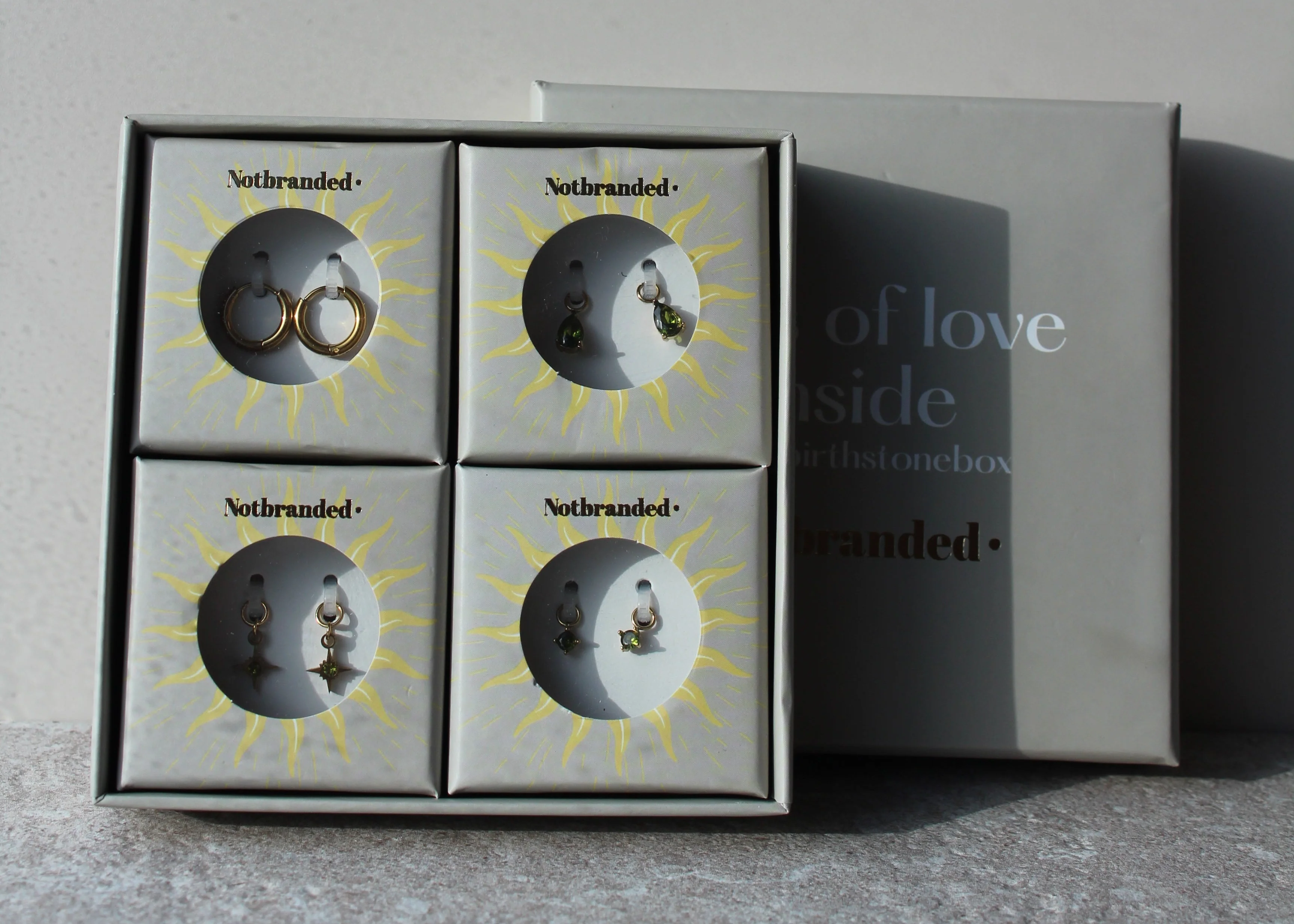 Birthstonebox Ohrringe – Set – Edelstahl