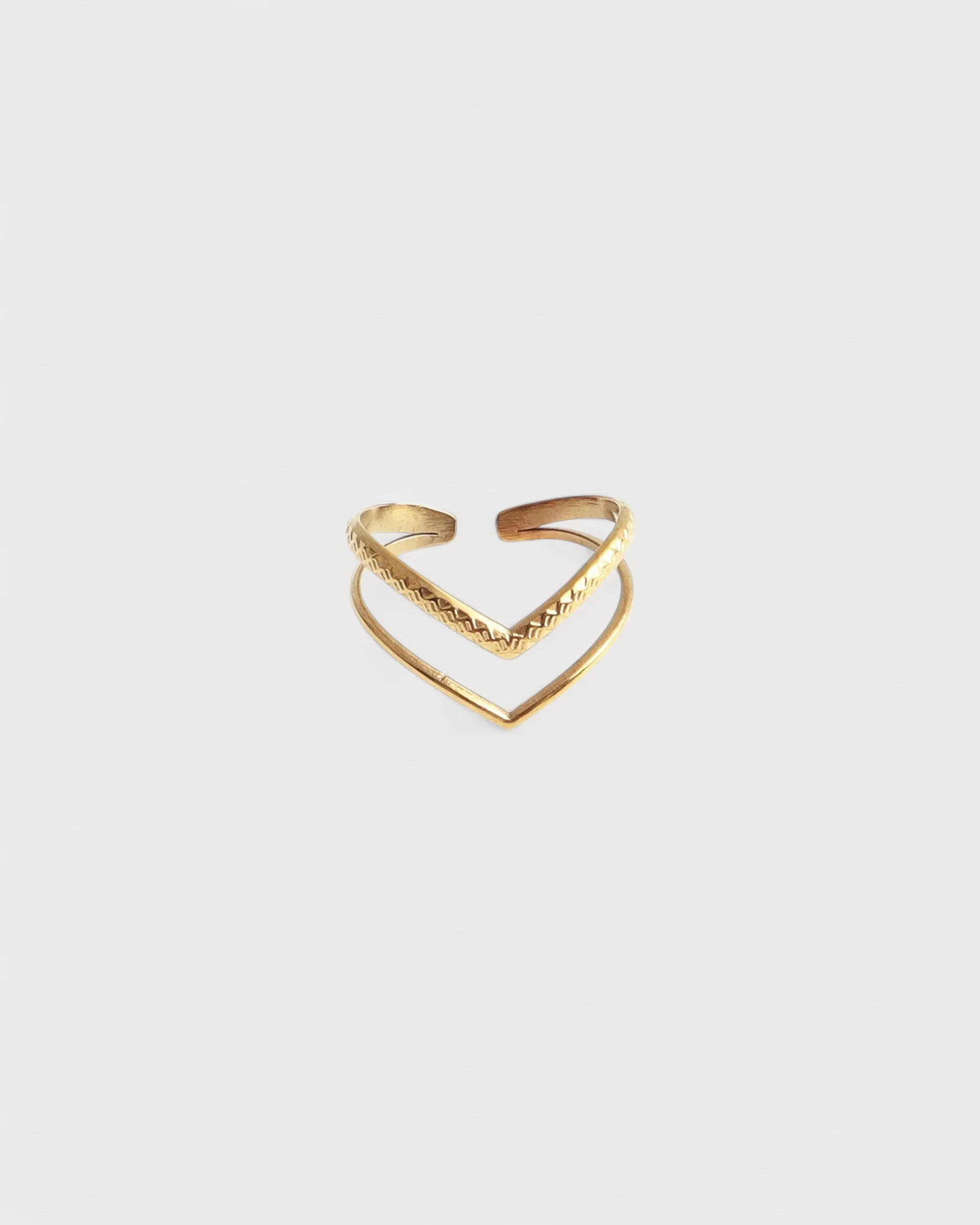 Double Wave - Ring - Edelstahl - verstellbar