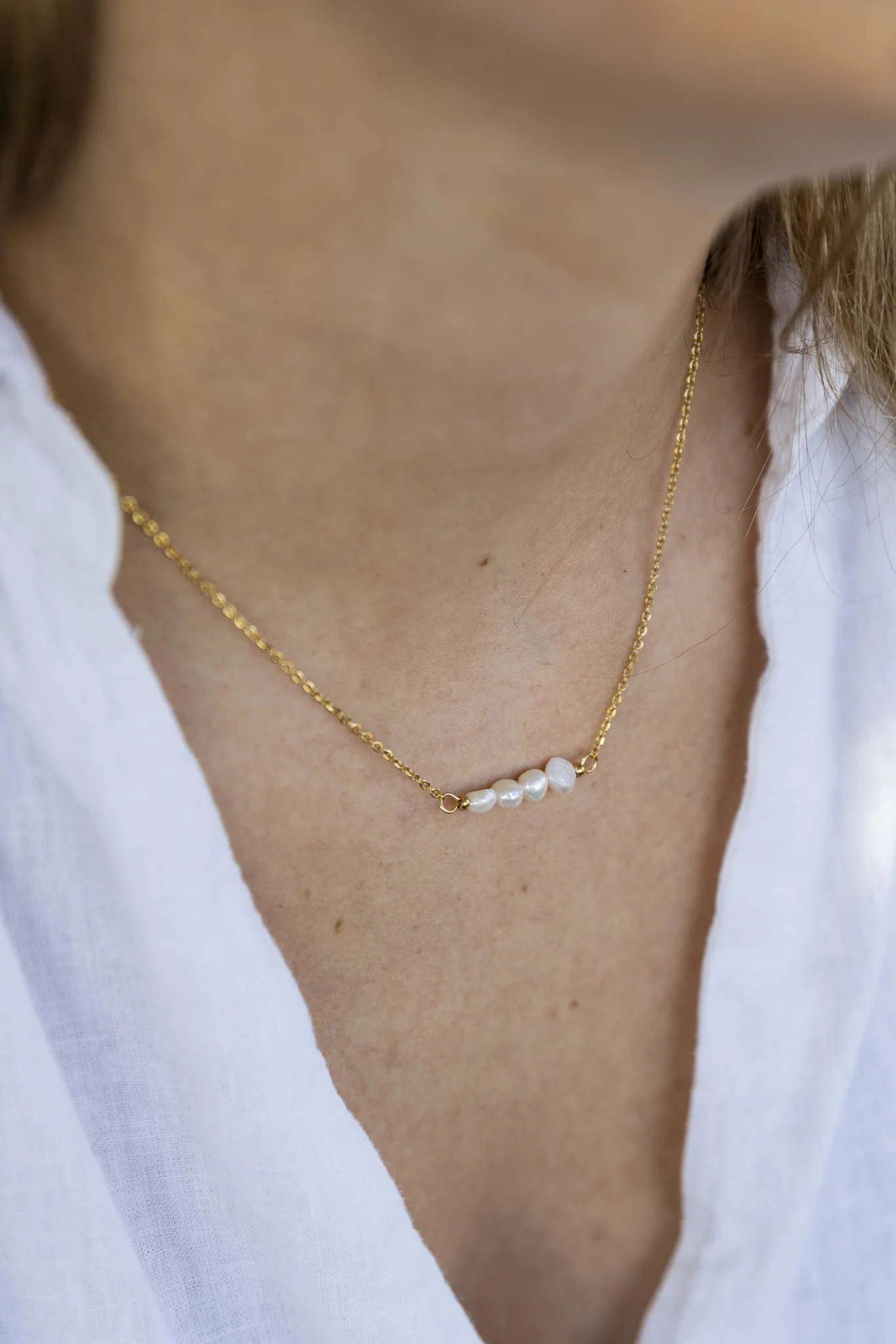 Freshwater Pearl Bar - Halskette - Edelstahl - Image 3