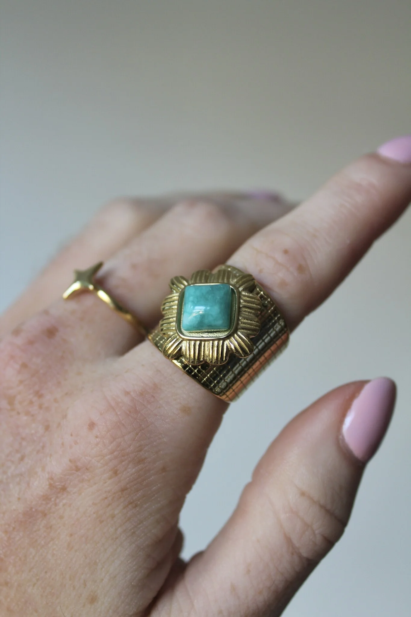 Kayla - Ring - Edelstahl - Naturstein - verstellbar - Image 5
