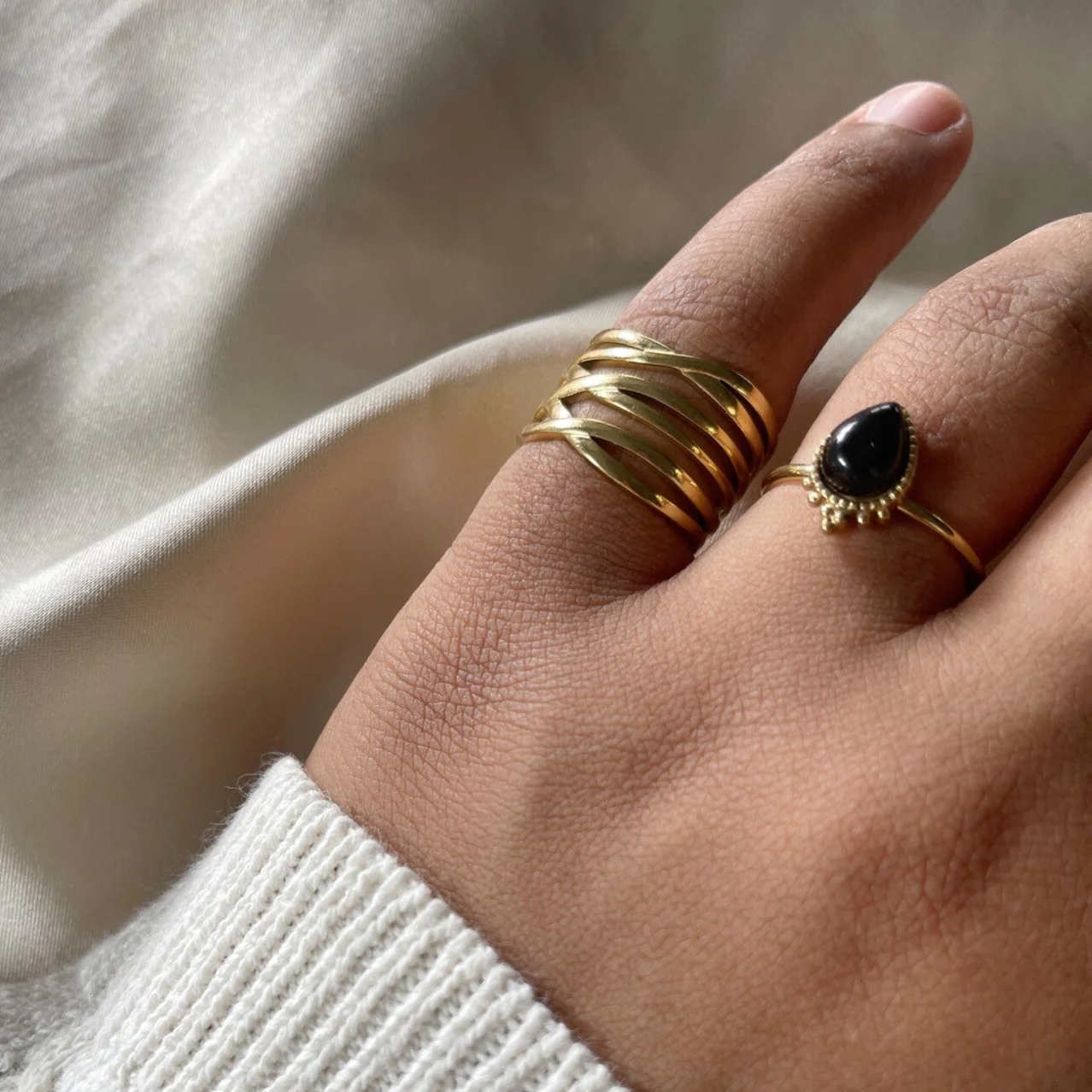 Lara - Ring - Naturstein - Edelstahl - verstellbar - Image 2