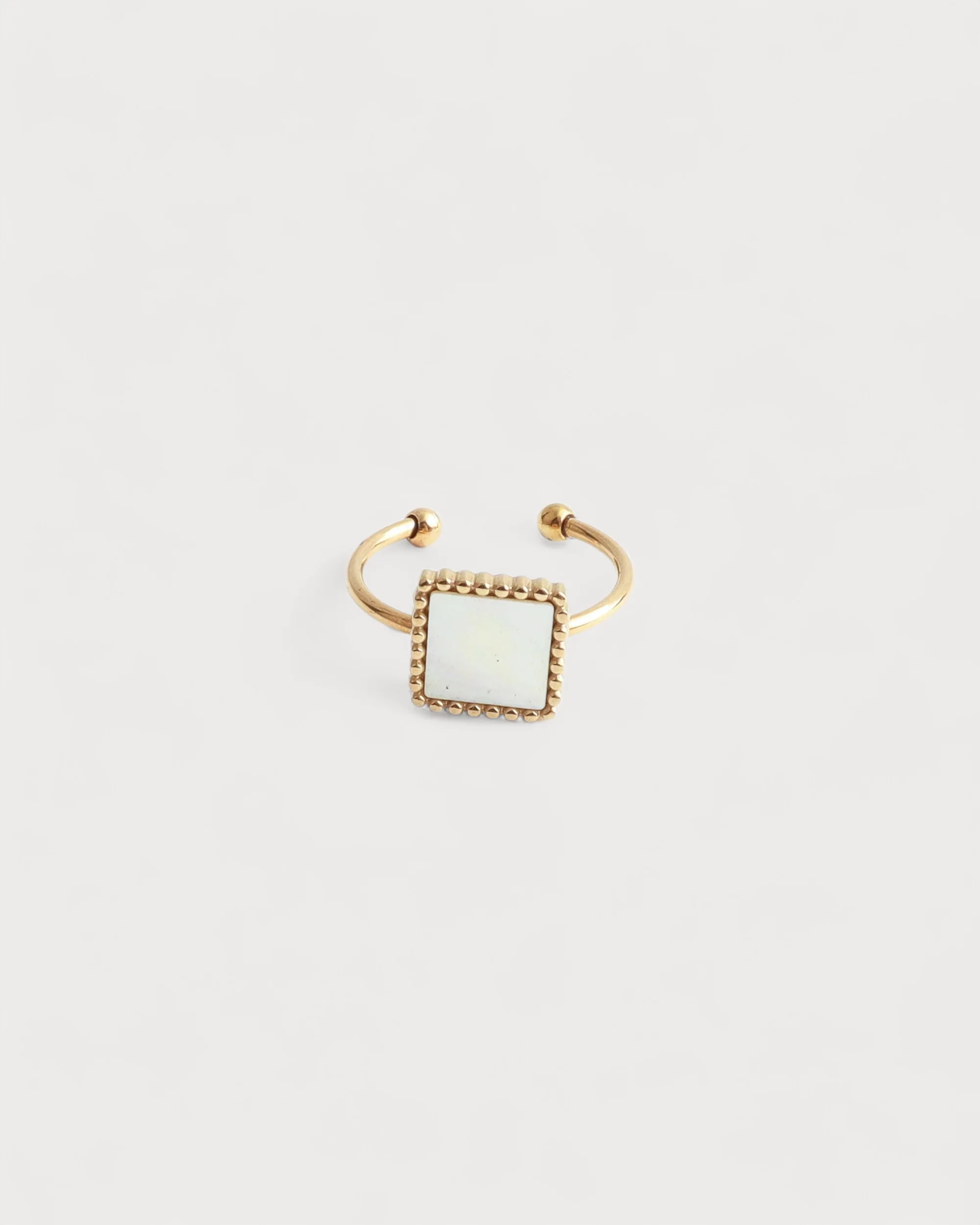 Square Shell - Ring - Naturstein - Edelstahl - verstellbar