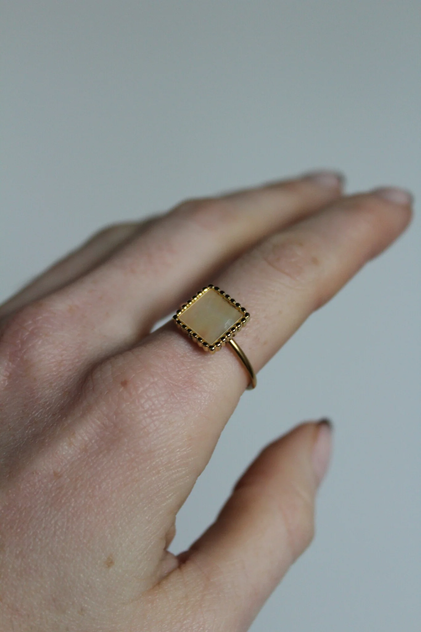 Square Shell - Ring - Naturstein - Edelstahl - verstellbar - Image 2